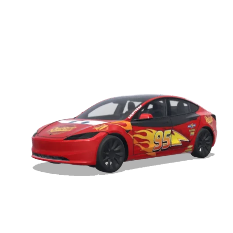 3D-visning af et digitalt wrap-design til Model 3 (2024+)