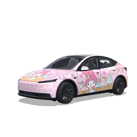 3D-visning af et digitalt wrap-design til Model Y (2025+)