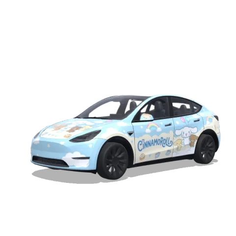 3D-visning af et digitalt wrap-design til Model Y
