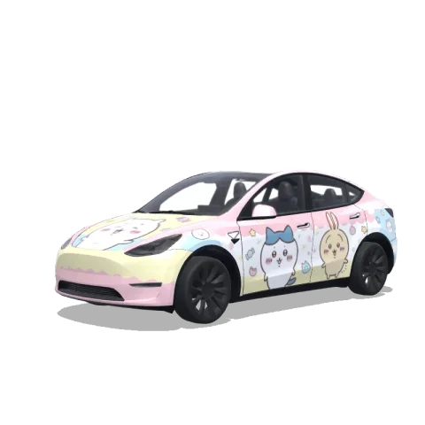 3D-visning af et digitalt wrap-design til Model Y