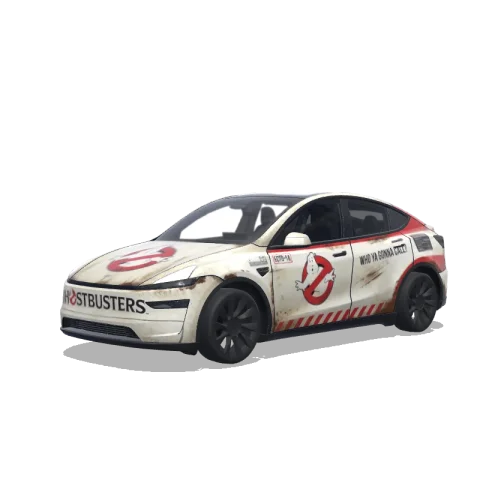 3D-visning af et digitalt wrap-design til Model Y (2025+)