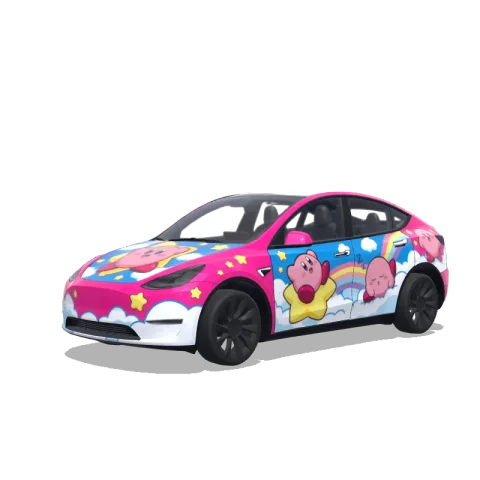 3D-visning af et digitalt wrap-design til Model Y